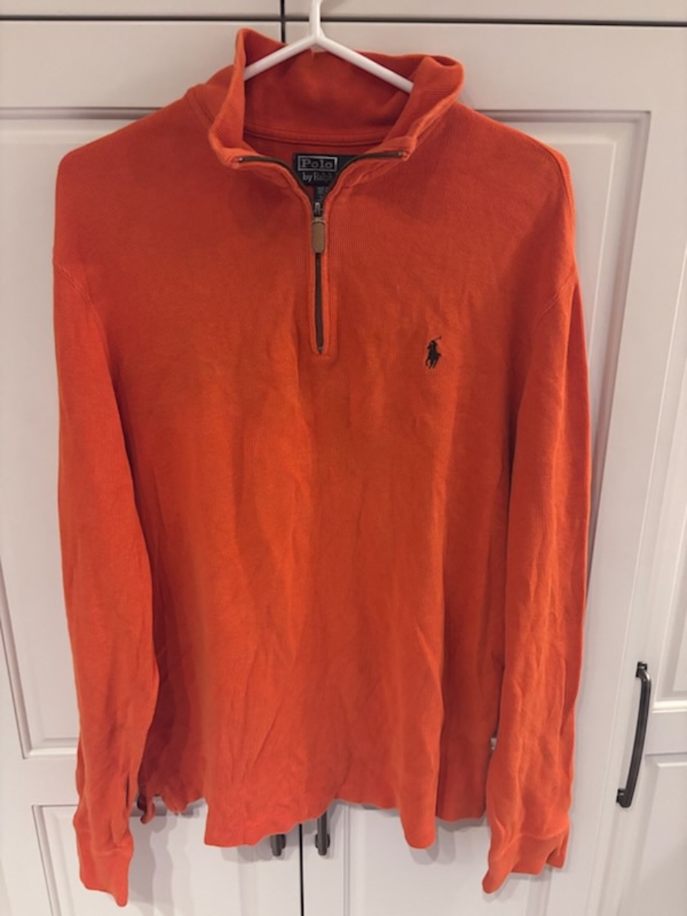 Polo by Ralph Lauren Orange Quarter-Zip Sweater medium
